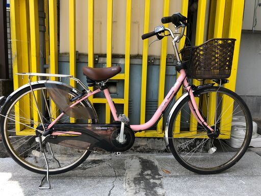 値下げしました！《レンタサイクル店使用　自転車整備士整備済み！》61中古車　電動アシスト　26インチ　Panasonic　ピンク　3段変速付