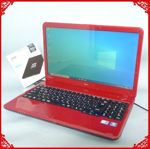 送料無料 レッド 新品SSD240GB ノートPC 中古動作良品 15.6型 NEC LS550DS3KS Core i5 4GB BD-RE 無線 Windows10 テンキー LibreOffice