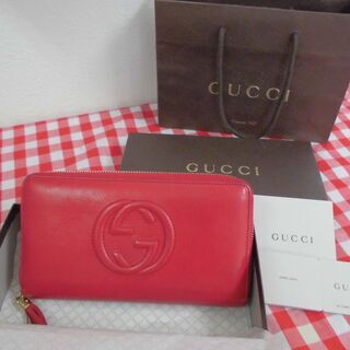 ☆グッチ GUCCI ショップ袋・箱有り ラウンドファスナー長財布 