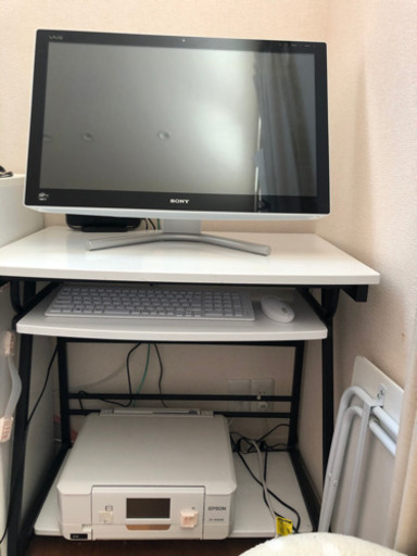 Windows8 デスクトップ+プリンター+パソコンデスク+イス型スツール