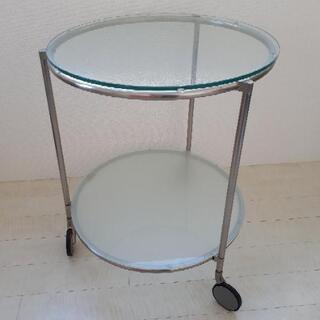 値下げ【IKEA】テーブル(直径50cm)　強化ガラス