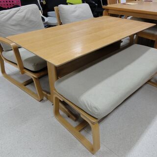 無印良品 ダイニングテーブル 4点セット NA×グレー  テーブル／チェア×2／ベンチ×1【ユーズドユーズ名古屋天白店】 J560