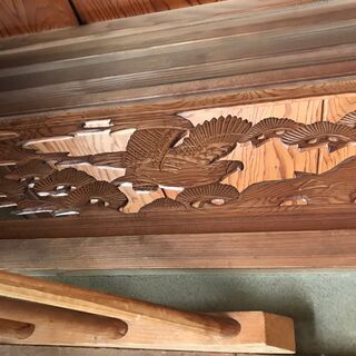 仏教美術 木彫 欄間 175cm 細密彫 神社仏閣 鷹 松 高級