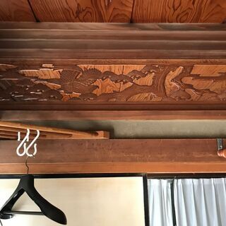 仏教美術 木彫 欄間 168cm 細密彫 神社仏閣 鷹 松 高級