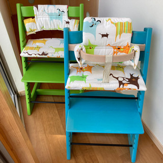 STOKKE TRIPP TRAPPキッズチェアライム＋ベビーセ...