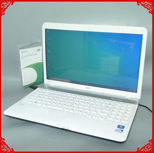送料無料 新品SSD240GB ホワイト希少品 ノートパソコン 中古良品 15.6型 NEC LS150F26W Pentium 4GB DVDマルチ 無線 Windows10 LibreOffice