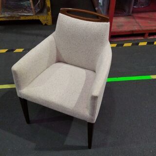 チェア（椅子）　アイボリー/布張り/木製（ダークブラウン）　【第一弾】