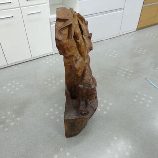 虎 の 木彫り 木彫りの虎 衝立:89㎝ モノ市場半田店【131】 