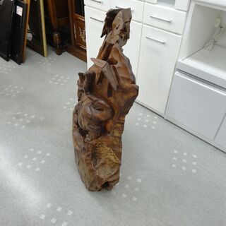 虎 の 木彫り 木彫りの虎 衝立:89㎝ モノ市場半田店【131】 