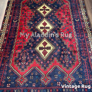 ヴィンテージ アフサール族 シルジャン トライバルラグ 229×159cm