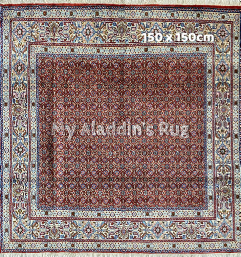 ムード産 ペルシャ絨毯 シルク入り 150×150cm
