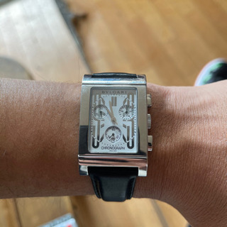 BVLGARI 希少な文字盤シルバーなクロノグラフ男性用腕時計