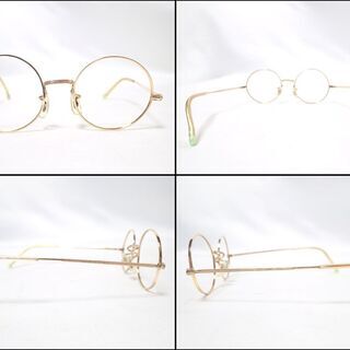 E418 眼鏡フレーム 丸メガネ レンズ無し めがね 18K レトロ