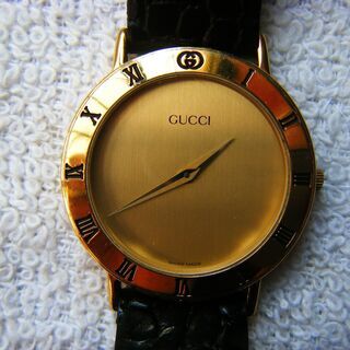 グッチ Gucci ゴールド文字盤　3000、M　メンズクオーツ腕時計