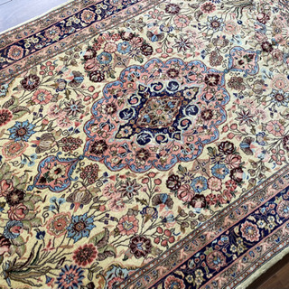 クム産 ペルシャ絨毯 コルクウール 220×140cm