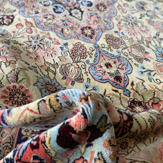 クム産 ペルシャ絨毯 コルクウール 220×140cm