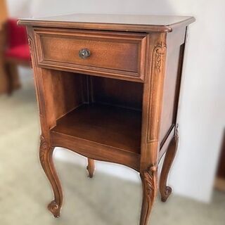 高級 クラシック 電話台 TEL台 インテリア 猫脚 木製 約42.5×30.5×73cm 【自社配送は札幌市内限定】