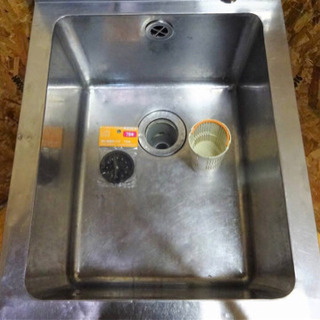 H200-0) 業務用 ステンレス 1槽シンク 蛇口2本付き W450D600H800BG90