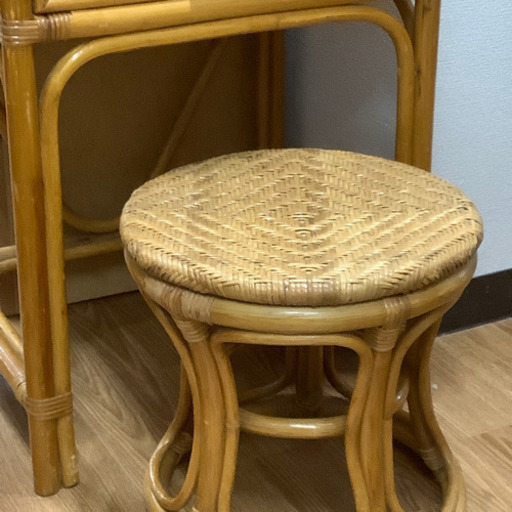 良品】レトロ ヴィンテージ ラタンドレッサー スツール 鏡台 化粧台 家具