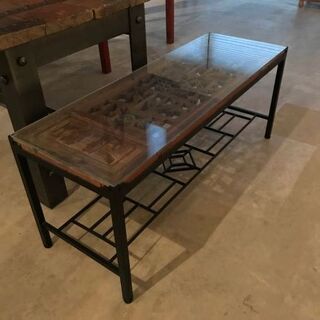 清代花窓のアイアン脚フレームサイドテーブル　68%OFF