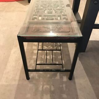 清代花窓のアイアン脚フレームサイドテーブル　68%OFF