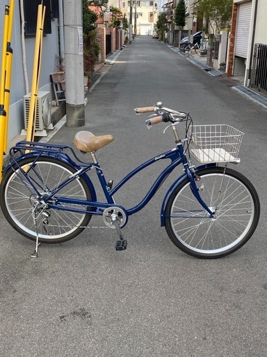 26インチ　LEDオートライト　6段変速　ブルー　美品