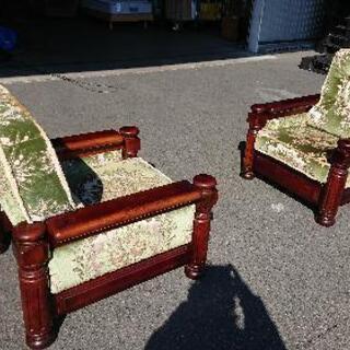 カリモク 一人掛けソファ 二脚セット 金華山