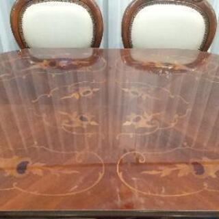 (お引渡し完了→出品取下げいたします) 象嵌ダイニングテーブルセット