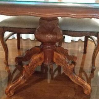 (お引渡し完了→出品取下げいたします) 象嵌ダイニングテーブルセット