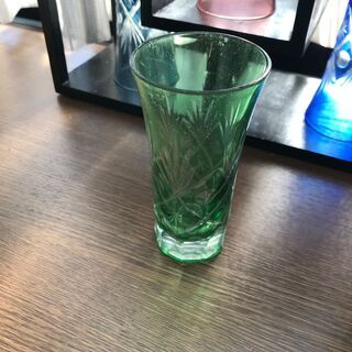 美品 江戸切子 一口ビール 重ね矢来 菊底 切子グラス 5個セット 瑠璃