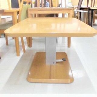 昇降テーブル 幅120×奥行75高さ56～73cm テーブル 木製 苫小牧西店最終 