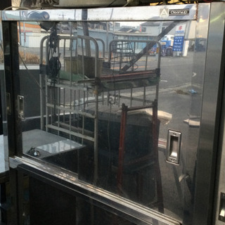 中古　収納庫　戸棚　食器棚　食器庫　　幅120　　奥行60　　高さ180　 （ｃｍ）　店舗　業務用　ステンレス製　保管庫　上下　２段　物置　にも