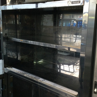 中古　収納庫　戸棚　食器棚　食器庫　　幅120　　奥行60　　高さ180　 （ｃｍ）　店舗　業務用　ステンレス製　保管庫　上下　２段　物置　にも