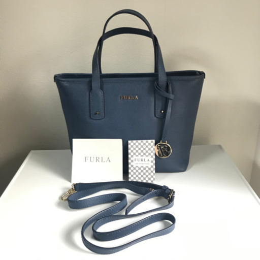 【Furla】フルラ　2Wayバッグ　ショルダー　トート　ブルー　レザーバッグ