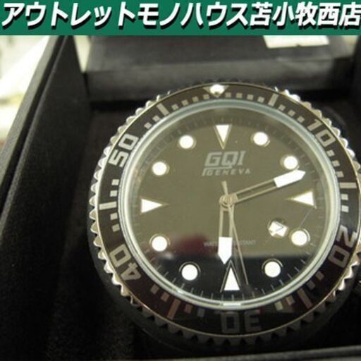 新品 腕時計 GQI GENEVA GQ-111-1 クォーツ 10気圧防水 デイト機能 黒 ブラック 苫小牧西店