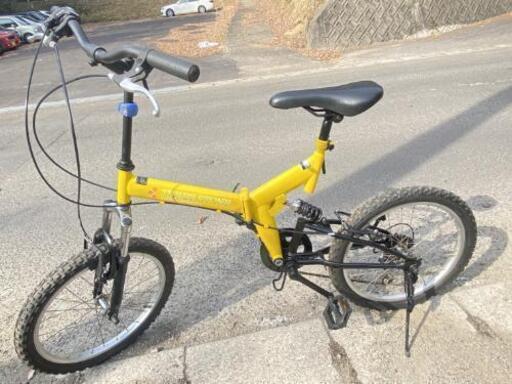 (*^▽^)/最終値引き⤵️★ピカピカ✨カッコいい‼️変速６段イエロー20インチ折りたたみ自転車*☆前後サスペンション♪