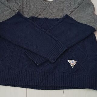 セーター 紺×グレー Ｌ