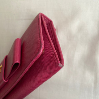 SAFFIANO FIOCCO 二つ折り長財布 レザー ピンク リボン