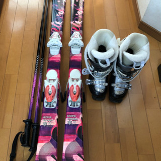 スキー4点セット/板/ビンディング/ストック/ブーツ23cm