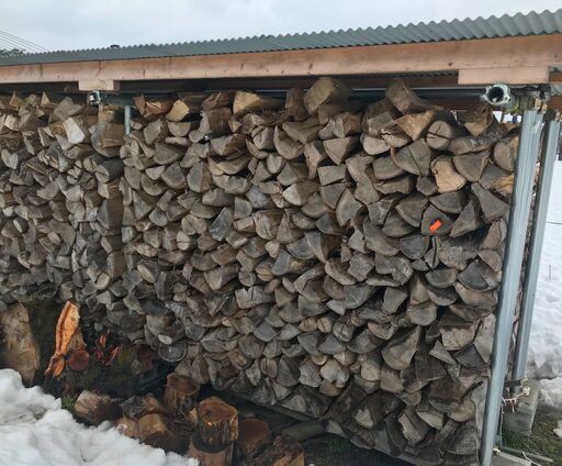 薪ストーブキャンプ 薪割済広葉樹 榎木エノキ薪 1棚 水分計18％