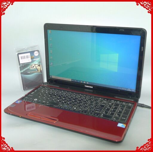 送料無料 新品SSD240GB 1台限定 ノートパソコン 中古良品 15.6型 Toshiba EX/56MRD Core i3 4GB DVDRW 無線 Windows10 LibreOffice レッド