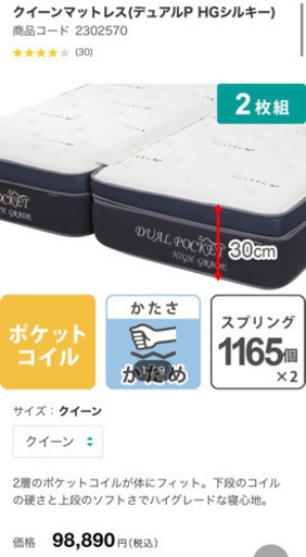12万引き目玉商品！超超お得なニトリクイーンマットレス  フレームセット化粧台付