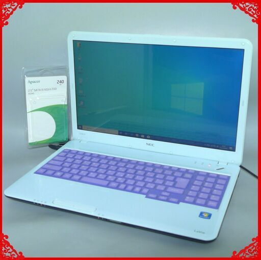 送料無料 新品SSD240GB スカイブルー希少 早い者勝ち ノートPC 中古良品 15.6型 NEC LS150DS1YL Pentium 4GB DVDマルチ 無線 Win10 Office