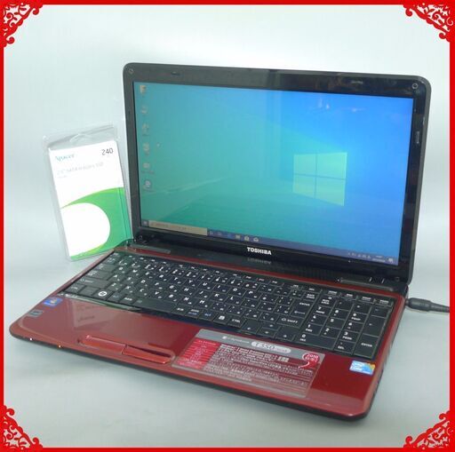 送料無料 新品SSD240GB 1台限定 ノートパソコン 中古動作良品 15.6型 Toshiba T350/36AR Core i5 4GB DVDRW 無線 Windows10 Office レッド