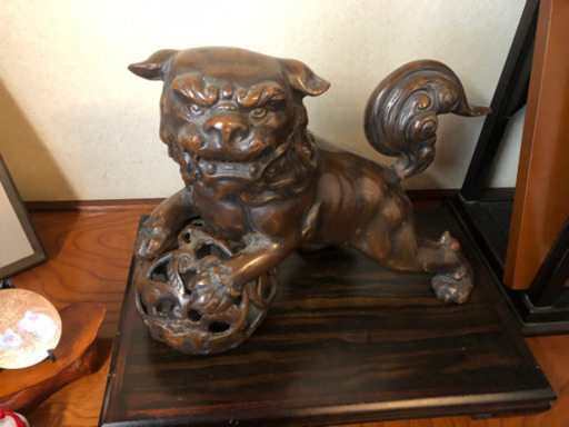 狛犬　置物　鞠