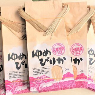 【ネット決済・配送可】ゆめぴりか　５㎏用　米袋　１００枚　北海道米