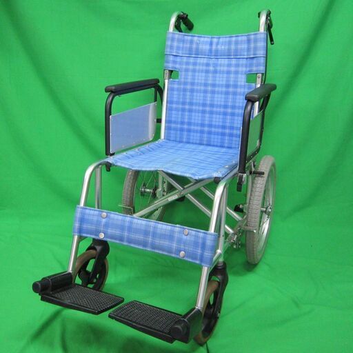 【中古】　車イス　マツナガ製　介助式　（水色）