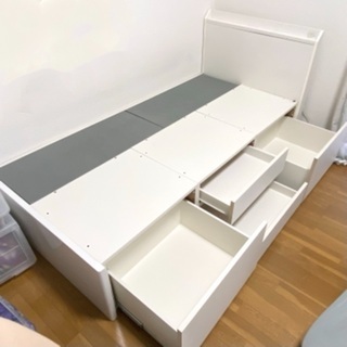 【ネット決済】4収納付きシングルベッド、コンセント付き