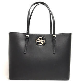 新品同様 GUESS ゲス ブラック レザー ショルダートートバッグ 黒 