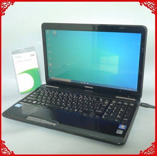 送料無料 新品SSD240GB 1台限定 ノートパソコン 中古良品 15.6型 東芝 T351/35EB Core i3 4GB DVDマルチ 無線 Win10 LibreOffice ブラック